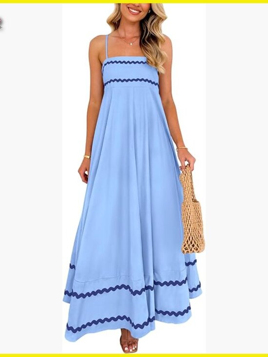 Dresses & Skirts - Flowy Maxi Dress Boho Chic Spaghetti Strap Ruffle Casual Beach Vacation